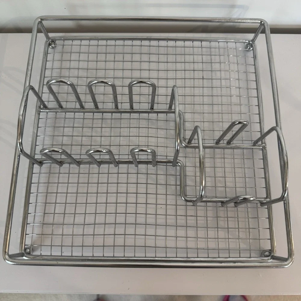 Silver Chrome Metal Silverware Condiment Tray Holder Multiple Uses